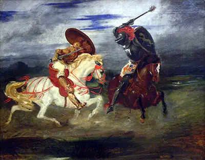Two Knights Fighting in a Landscape Eugene Delacroix